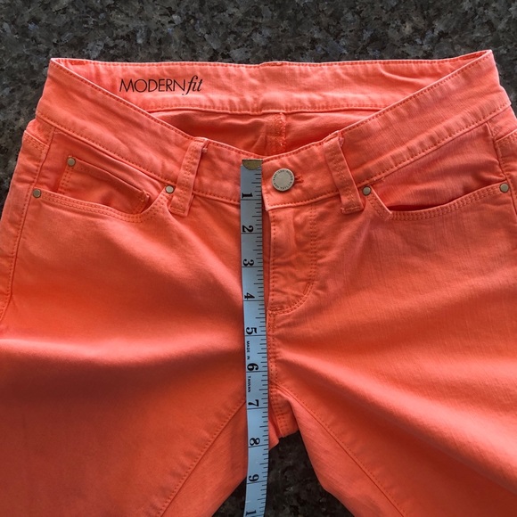 2xHP🎉ANN TAYLOR Orange Modern Fit Skinny Jeans - Picture 7 of 10